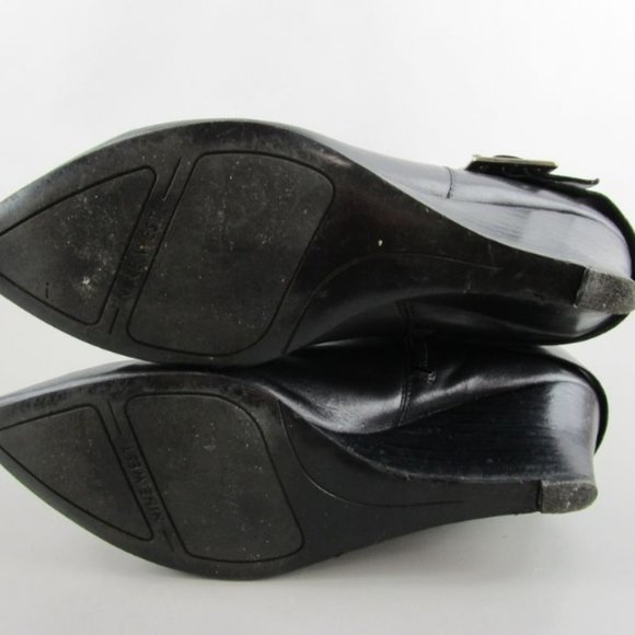 Nine West Womens Black Leather Wedge Boots Sz 7.5 - Picture 5 of 6